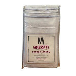Mezzati Luxury Linens King Pillowcases White 2-Pack 1800 Collection